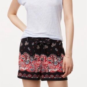 LOFT Sunset Paisley Tie Waist Shorts, Size 12
